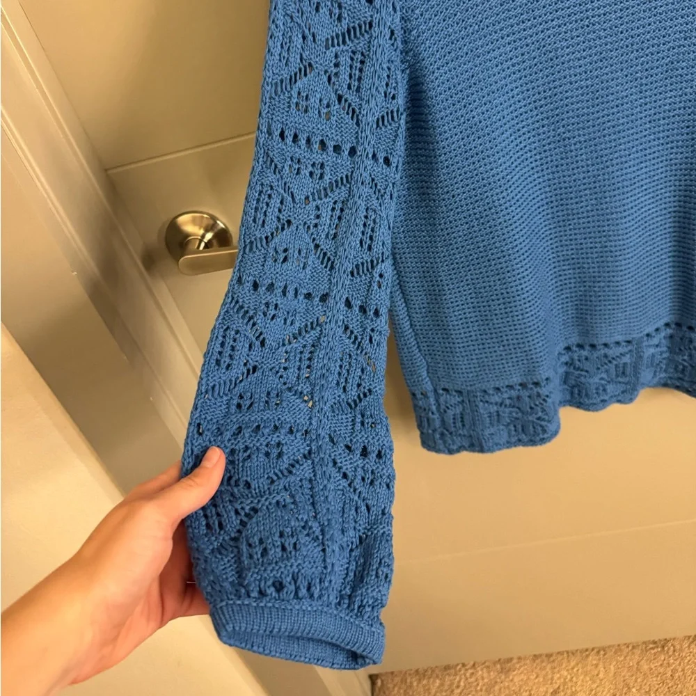 Ruby Rd. Petite Blue Knit Top - Picture 2 of 4